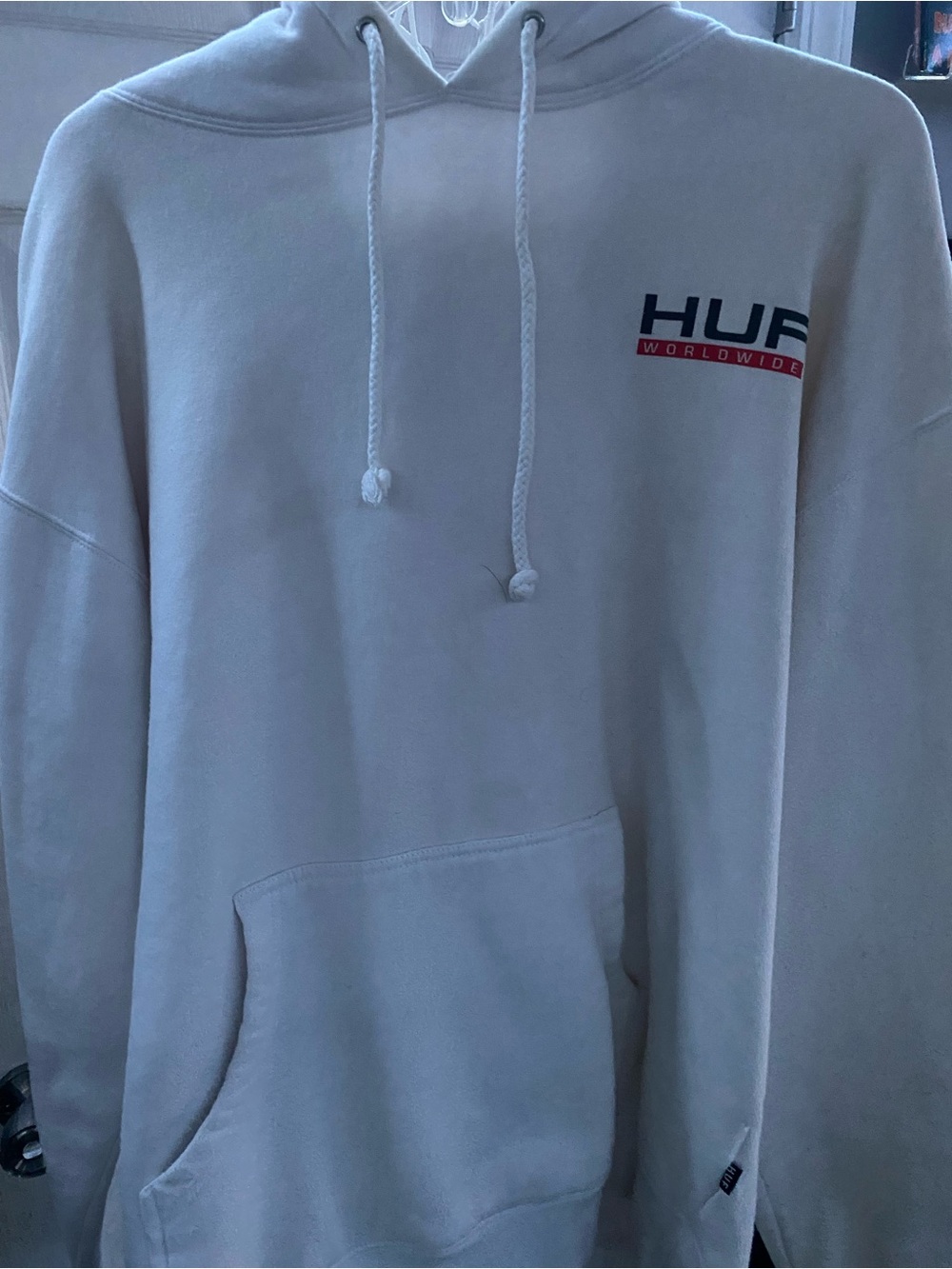HUF Cream Hoodie with Small Chest Logo